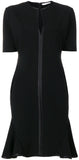 Black V-Neck Dress with Ruffle Flare Hem