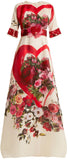 Embellished Rose-Print Organza Gown