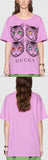 Mystic Cat and Guccy Print T-Shirt, Pink
