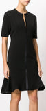 Black V-Neck Dress with Ruffle Flare Hem
