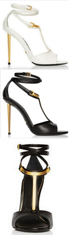 Leather T-Strap Sandals - White or Black