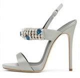 Suede Crystal Evening Sandals