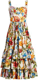 Floral-Print Tiered-Ruffle Midi Dress