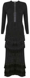 Long Black Stretch Dress with Tassels