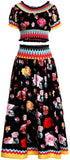 Rose Print Crop Top and Maxi Skirt - White or Black