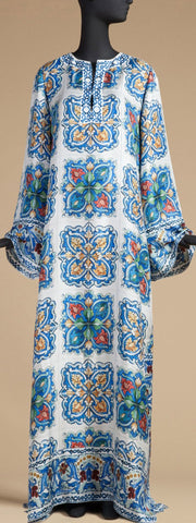 Print Long Maxi Kaftan Dress-Multi Color