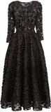 Black Floral-Appliques Gown