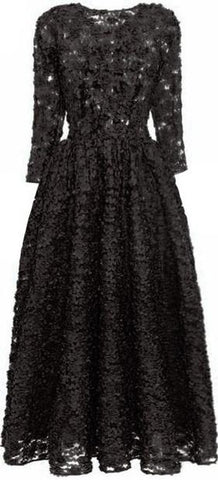 Black Floral-Appliques Gown