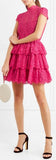 Ruffled Corded Pink Lace Mini Dress