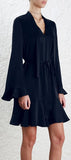 Flutter Tie-Neck Dress - Pink, Green or Dark Navy