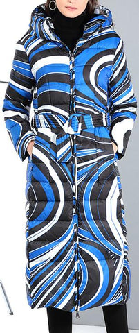 Psychedelic Print Hooded Puffer Coat