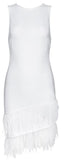Feather Trimmed Asymmetric Mini Dress, Black or White