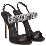 Suede Crystal Evening Sandals
