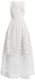 Embroidered Tulle Gown, White