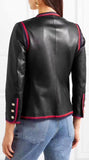 Black Napa Leather Jacket with Web Trim