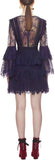 Trimmed Fine Lace Dress in Dark Blue