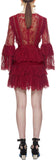 Trimmed Fine Lace Dress in Burgundy