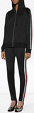 Black Crystal-Beaded Stripe Hoodie & Stirrup Pant Set