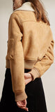 Wool-Collar Zip Bomber Jacket