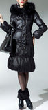 Black Fur Hooded Buttoned Puffer Coat