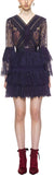 Trimmed Fine Lace Dress in Dark Blue