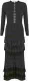 Long Black Stretch Dress with Tassels