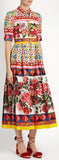 'Carretto' Printed Button-Embellished Dress - DESIGNER INSPIRED FASHIONS