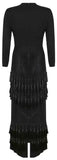 Long Black Stretch Dress with Tassels