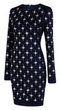 Black Bead-Embellished Stretch Mini Dress