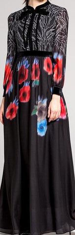 Printed Long-Sleeve Gown