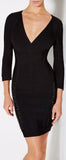 Black Long-Sleeve V-Neck Bandage Dress