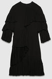 Georgette Ruffle Pleated Dress in Red - DESIGNER INSPIRED FASHIONS