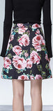Black Jacquard Rose-Print Mini-Skirt