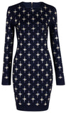 Black Bead-Embellished Stretch Mini Dress