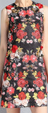 Embellished Floral Black Jacquard Mini Dress