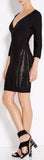 Black Long-Sleeve V-Neck Bandage Dress