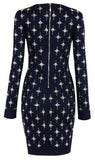 Black Bead-Embellished Stretch Mini Dress