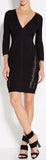 Black Long-Sleeve V-Neck Bandage Dress