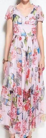 Printed Asymmetrical Layered Dress