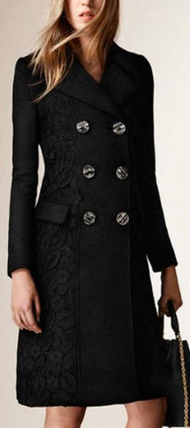 Black Double Breasted Coat - DESIGNER INSPIRED FASHIONS