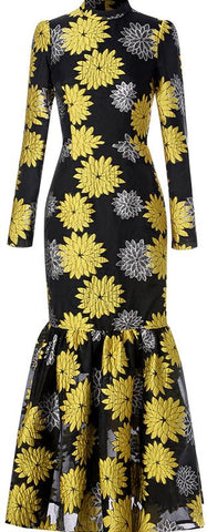 Floral Fitted Trumpet Gown | DESIGNER INSPIRED FASHIONS