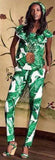 Banana Leaf Pineapple-Embellished Ruffle Top & Pant Set - DESIGNER INSPIRED FASHIONS