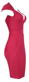 Cap-Sleeved Ribbed Mini Bandage Dress, Red