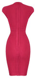 Cap-Sleeved Ribbed Mini Bandage Dress, Red