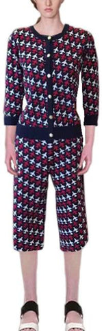 Knit Plane Print Cardigan Sweater & Matching Cropped Pant set - DESIGNER INSPIRED FASHIONS