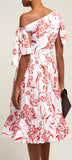 Stencil Floral-Print Midi Dress