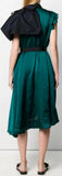Tuxedo Bib Asymmetric Dress, Green