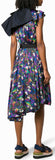 Tuxedo Bib Floral-Printed Asymmetric Dress