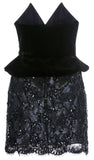 Sequined Velvet and Lace Bustier Mini Dress