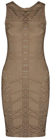 Eyelet Laced Bandage Dress - Khaki, Red or Black